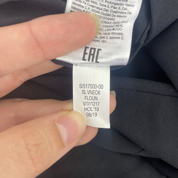 Banana Republic Women's Flouncy Midi Dress Size 2 Black Ruffle Slip V Neck - Picture 8 of 11